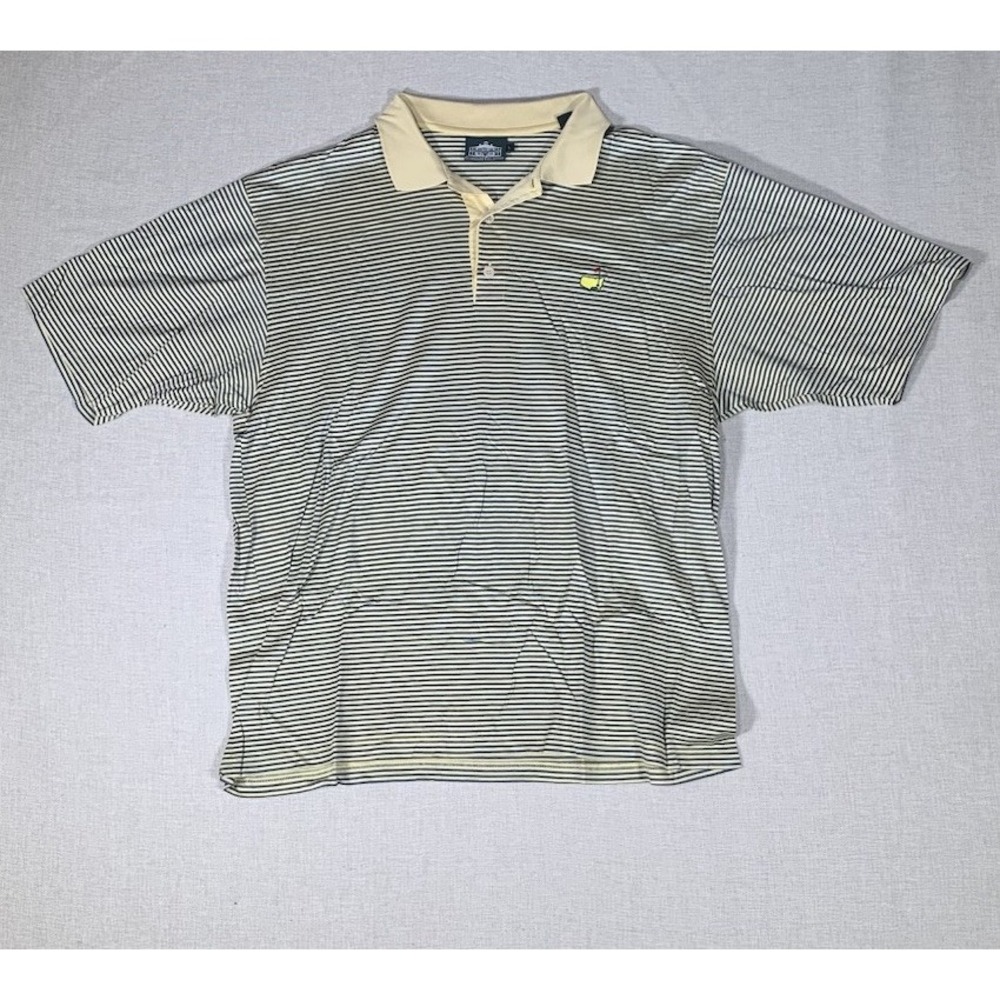 Clubhouse Collection Masters Polo Yellow With Blue Stripes Size‎ Large